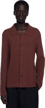 SANDRO Waffle-knit shirt