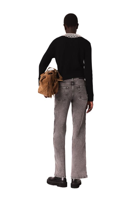 Maje Cardigan With Removable Beaded Collar In Black