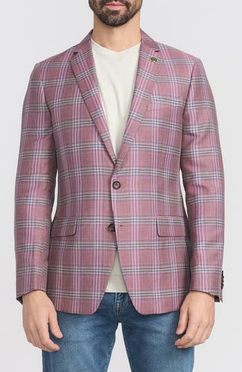 Cricketeer Plaid Wool Blend Sport Coat In Rose