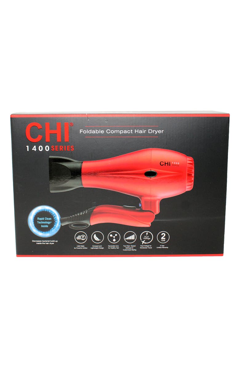CHI 1400 Series Foldable Compact Hair Dryer, Alternate, color, Red