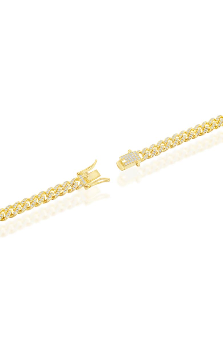 SIMONA 14K Gold Plated Sterling Silver Pave CZ Curb Chain Tennis Bracelet, Alternate, color, 