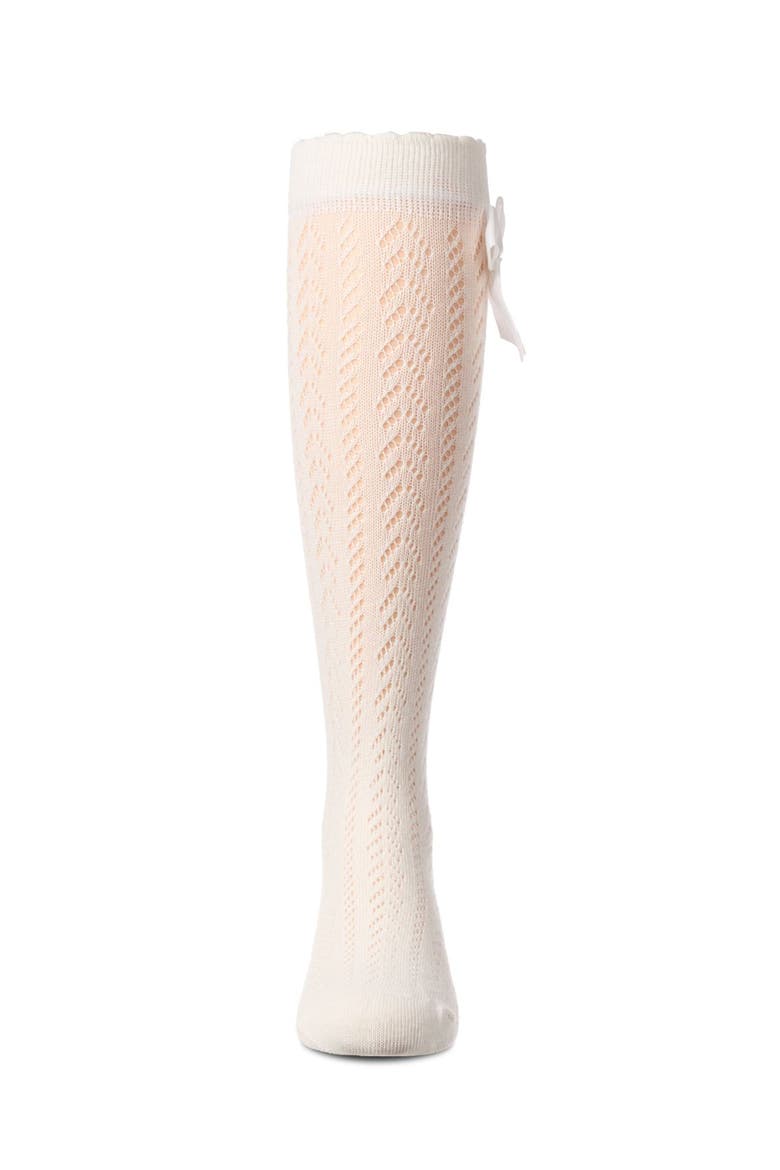 Crochet Bow Knee High Sock, Alternate, color, Winter White