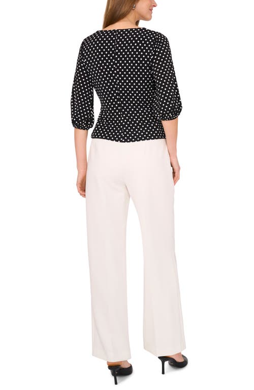 Vince Camuto Ity Wrap Surplice Neck Blouse In Black