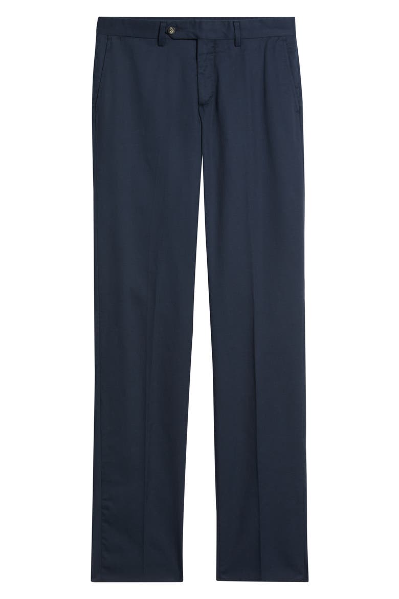 Trim Fit Flat Front Lyocell & Cotton Twill Chinos, Alternate, color, NAVY
