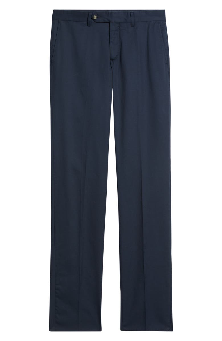 Berle Trim Fit Flat Front Lyocell & Cotton Twill Chinos, Alternate, color, Navy