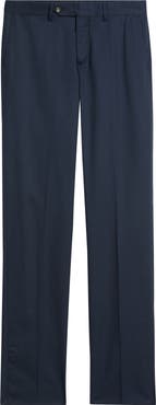 Berle Trim Fit Flat Front Lyocell & Cotton Twill Chinos