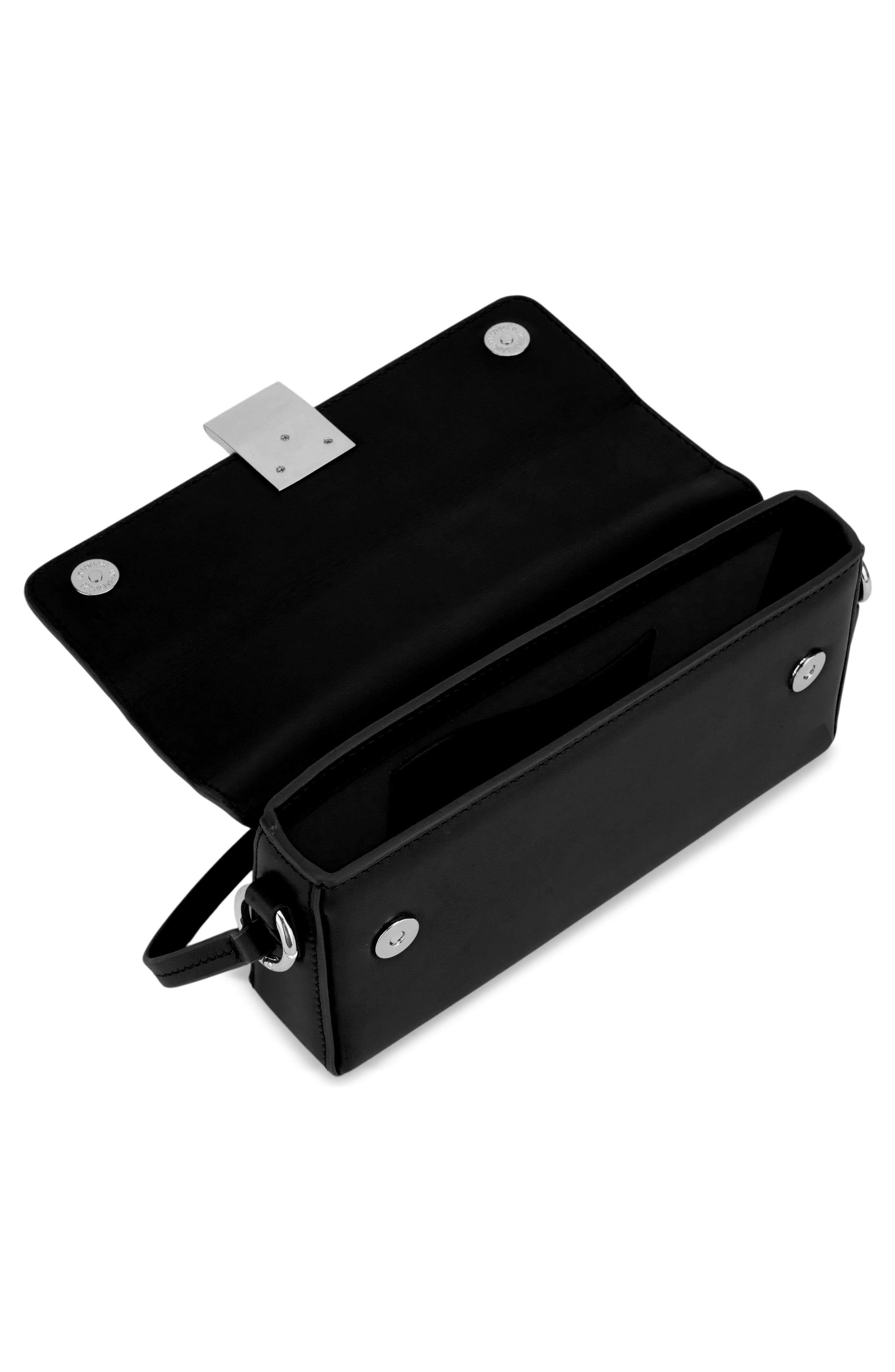 behno Micro Mary Soft Metallic Leather Crossbody Bag, Alternate, color, Black Nappa