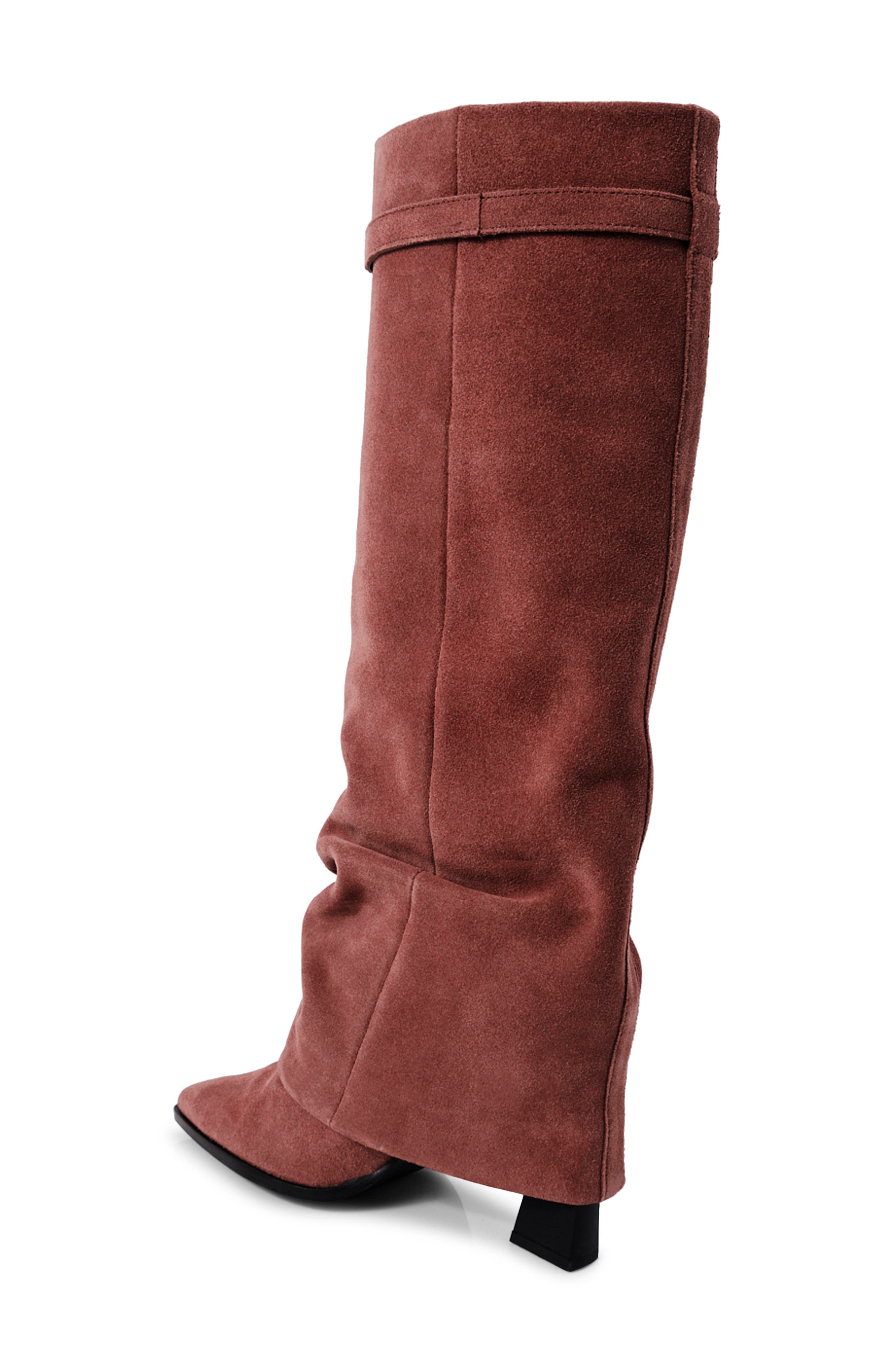 Free People Felicity Foldover Shaft Pointed Toe Knee High Boot, Alternate, color, Mauve Suede