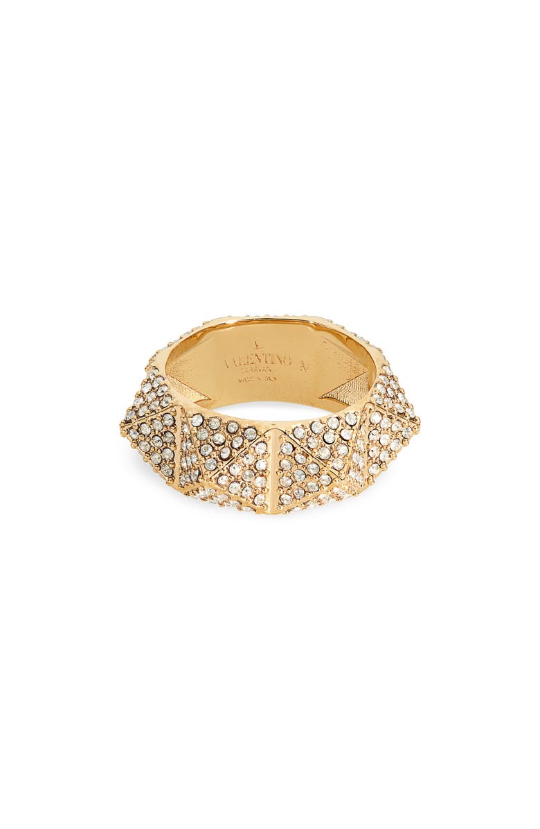 Valentino Garavani Crystal Pavé Rockstud Band Ring, Main, color,