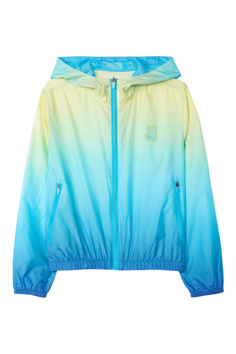 Kids' Ombré Water Repellent Zip-Up Hooded Jacket, Main, color, ATOMIC BLUE