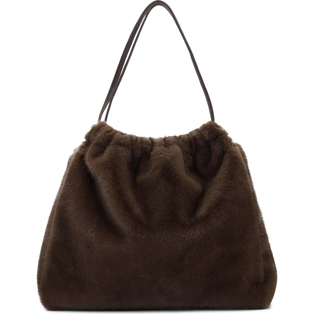 Mango Faux Fur Shoulder Bag In Brown