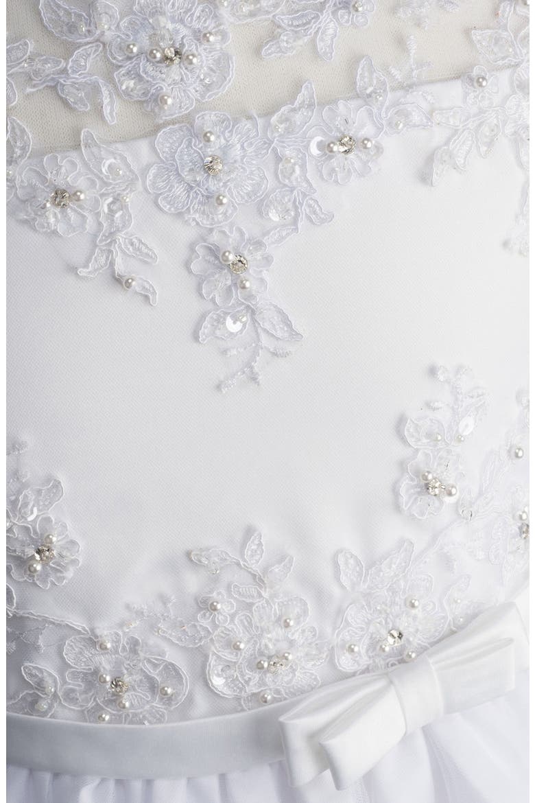 Beaded Lace Bodice First Communion Dress, Alternate, color, WHITE