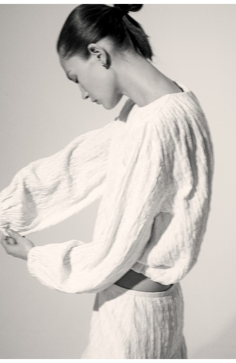 H&M Balloon-sleeved Top, Alternate, color, Cream