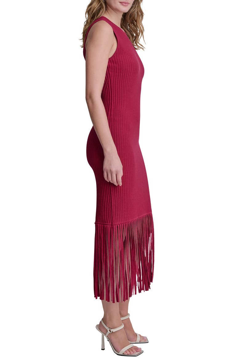 Fringe Sleeveless Sweater Dress, Alternate, color, RHYTHM RED