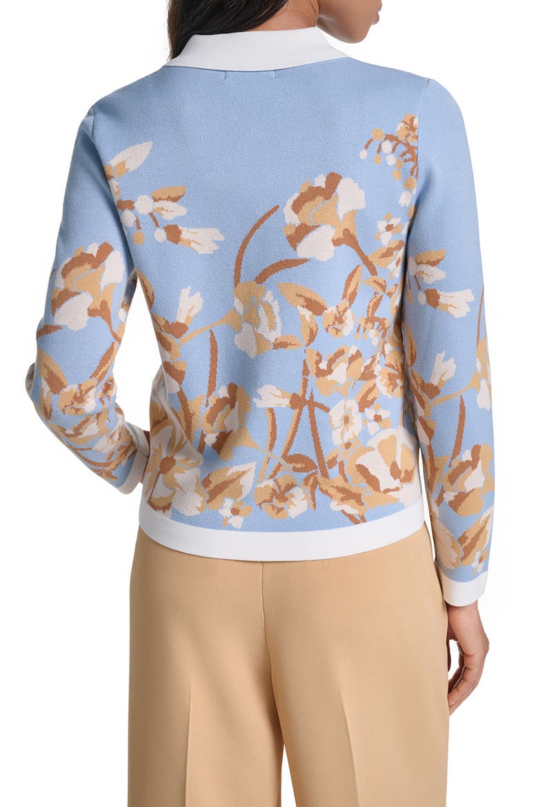 Floral Long Sleeve Cardigan, Alternate, color, STEEL BLUE MULTI