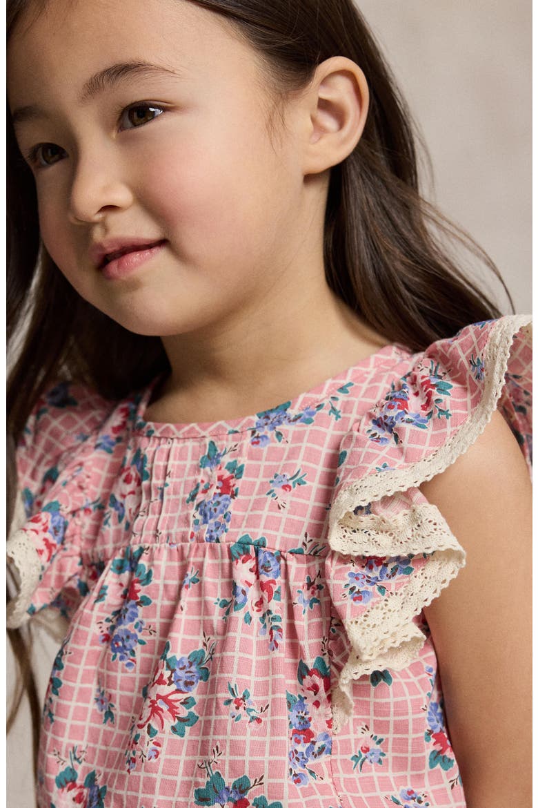 Kids' Lace Trim Flutter Sleeve Top & Skirt Set, Alternate, color, ELLIS FLORAL