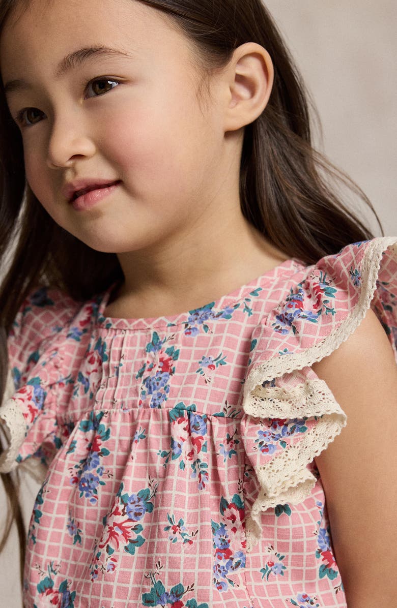 Polo Ralph Lauren Kids' Lace Trim Flutter Sleeve Top & Skirt Set, Alternate, color, Ellis Floral
