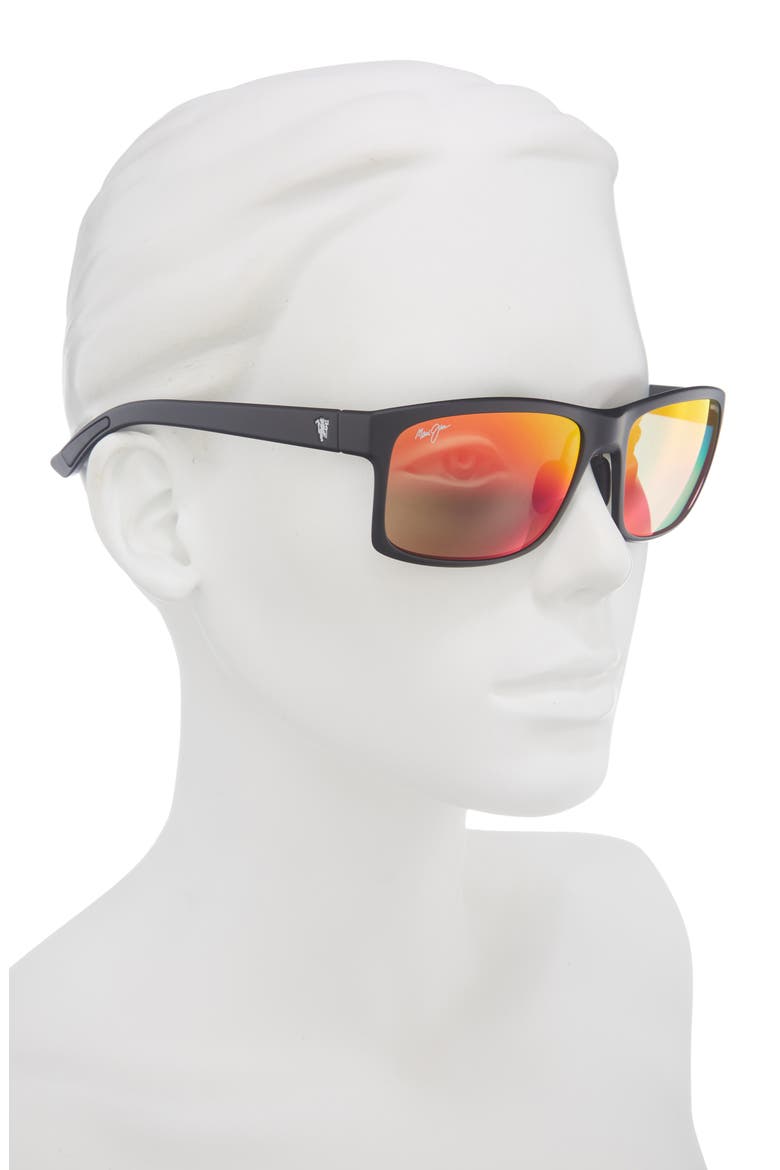 58mm Polarized Square Sunglasses, Alternate, color, BLACK BLACK LAVA