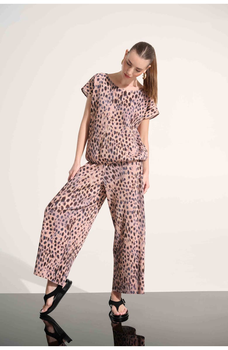 JOSEPH RIBKOFF Pleated Scuba Crepe Animal Print Cocoon Top, Alternate, color, Beige/Multi