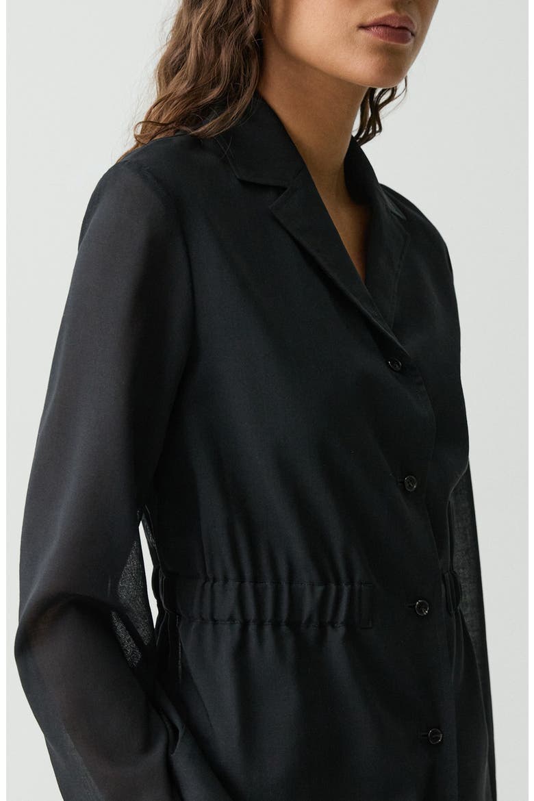 Cinched Waist Wool Blend Jacket, Alternate, color, BLACK