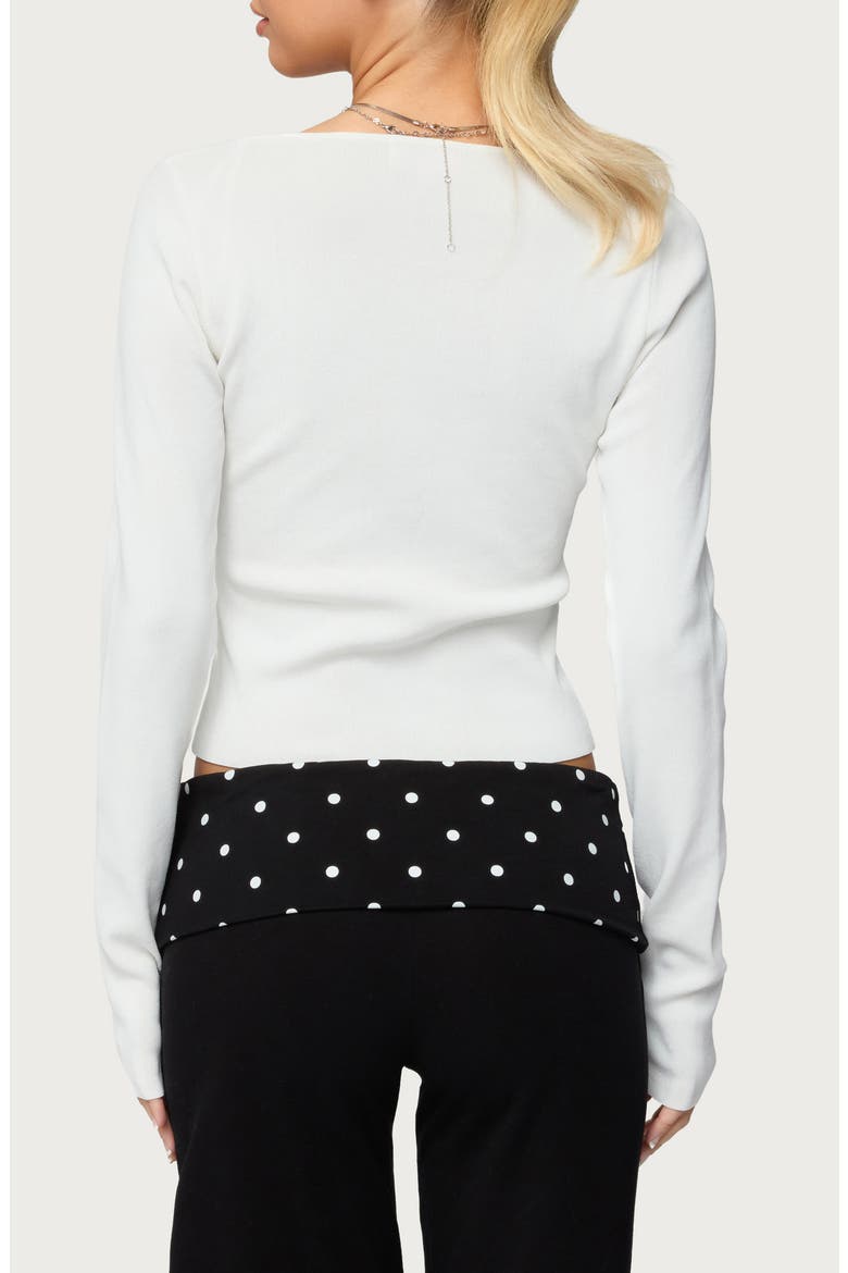 Deane Cutout Button Long Sleeve Crop Top, Alternate, color, WHITE