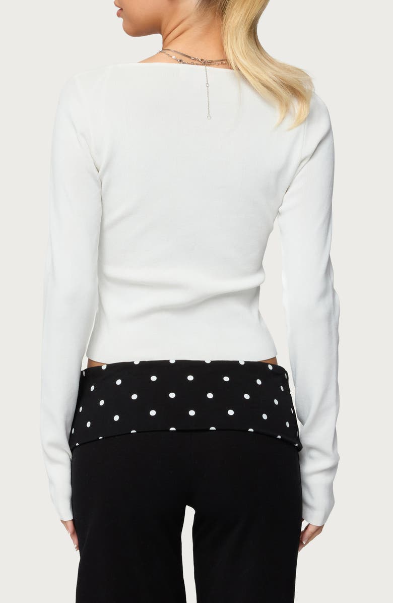 EDIKTED Deane Cutout Button Long Sleeve Crop Top, Alternate, color, White