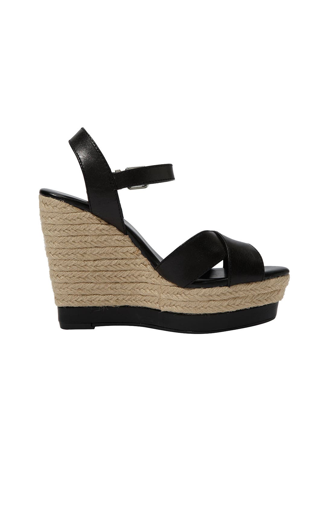'Kowloon' Espadrille Wedge, Alternate, color, BLACK