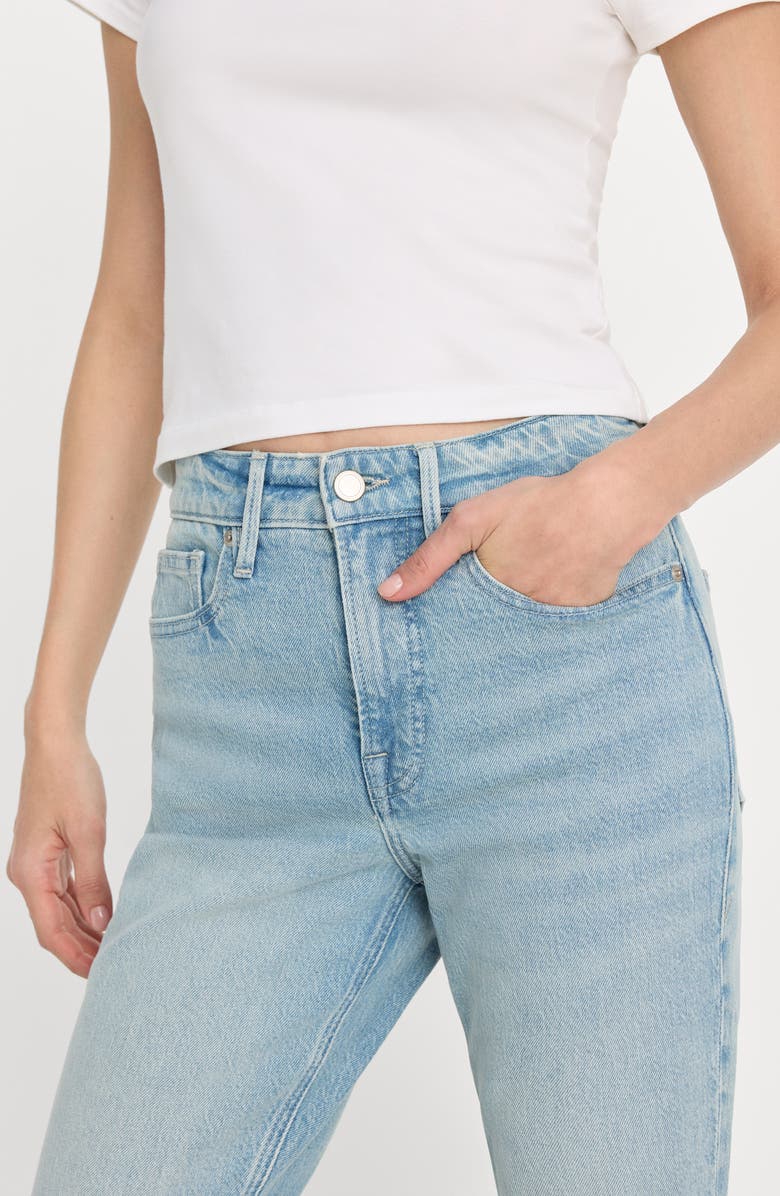 Good American Good Icon High Waist Ankle Straight Leg Jeans, Alternate, color, Indigo1137