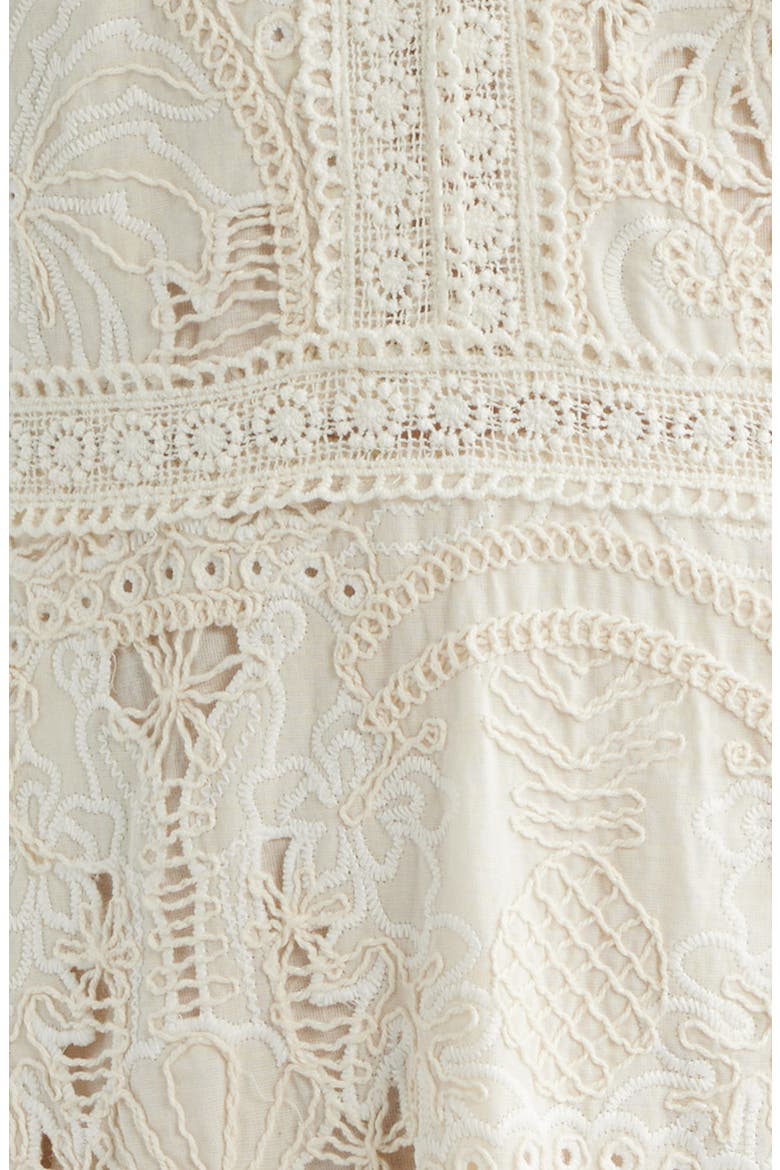 Francia Embroidered Lace Midi Dress, Alternate, color, CREAM