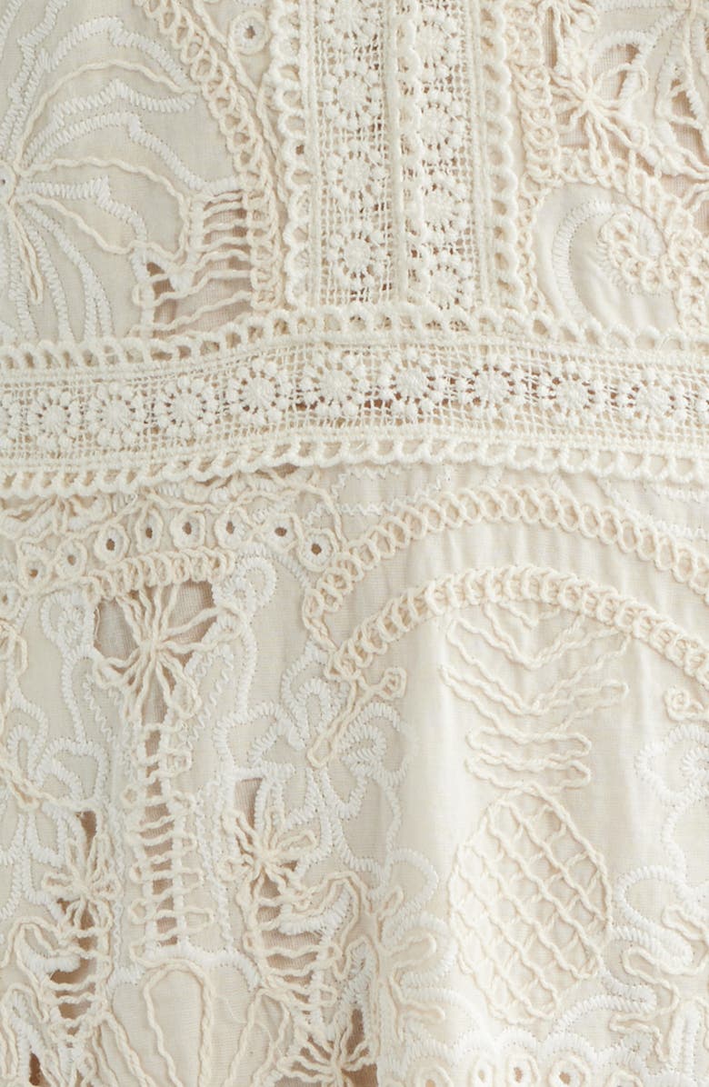 Lucy Paris Francia Embroidered Lace Midi Dress, Alternate, color, Cream