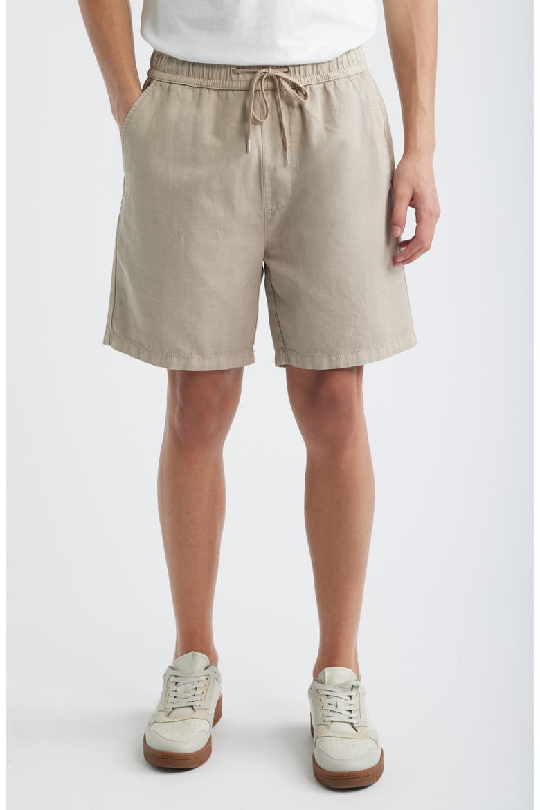 Folgate Cotton & Linen Twill Shorts, Main, color, DUNE BROWN