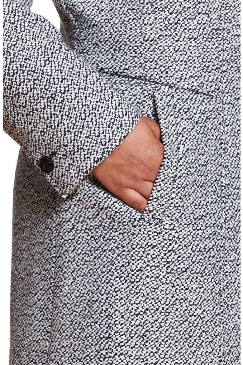 Notch Collar Tweed Coat, Alternate, color, BLACK/ WHITE
