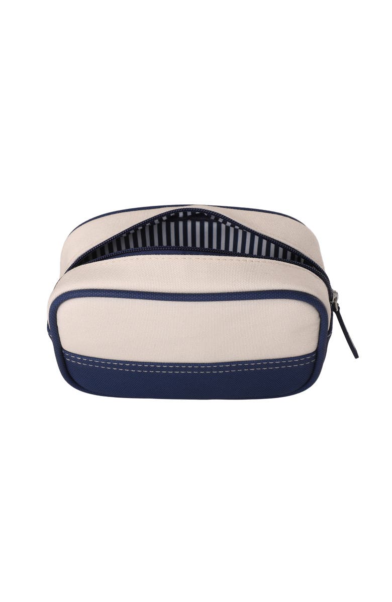 Lands' End Medium Rectangular Dopp Kit for Travel, Striped Canvas Toiletry Bag with Top Zip, Alternate, color, Navy
