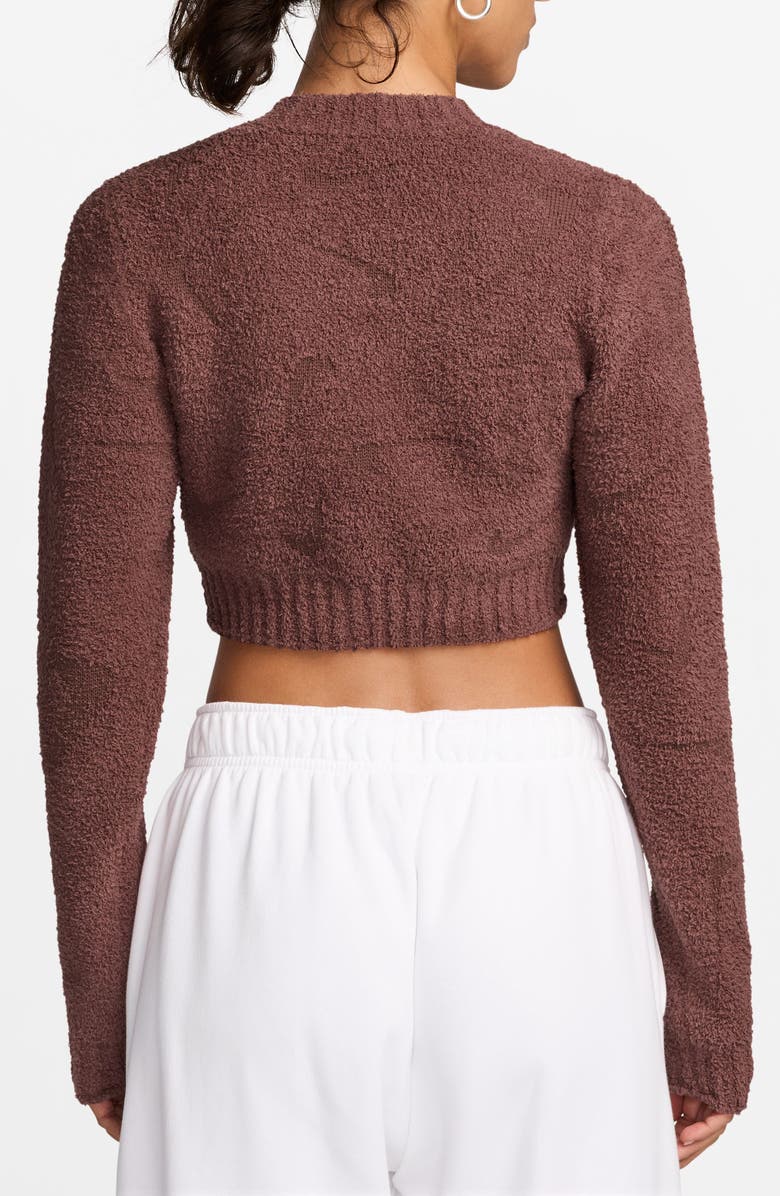 Nike Phoenix Bouclé Long Sleeve Crop Top, Alternate, color, Red Sepia