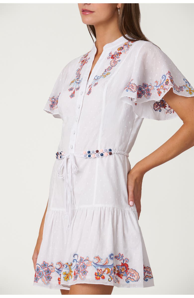 Shoshanna Border Embroidery Cowden Dress, Alternate, color, Optic Multi