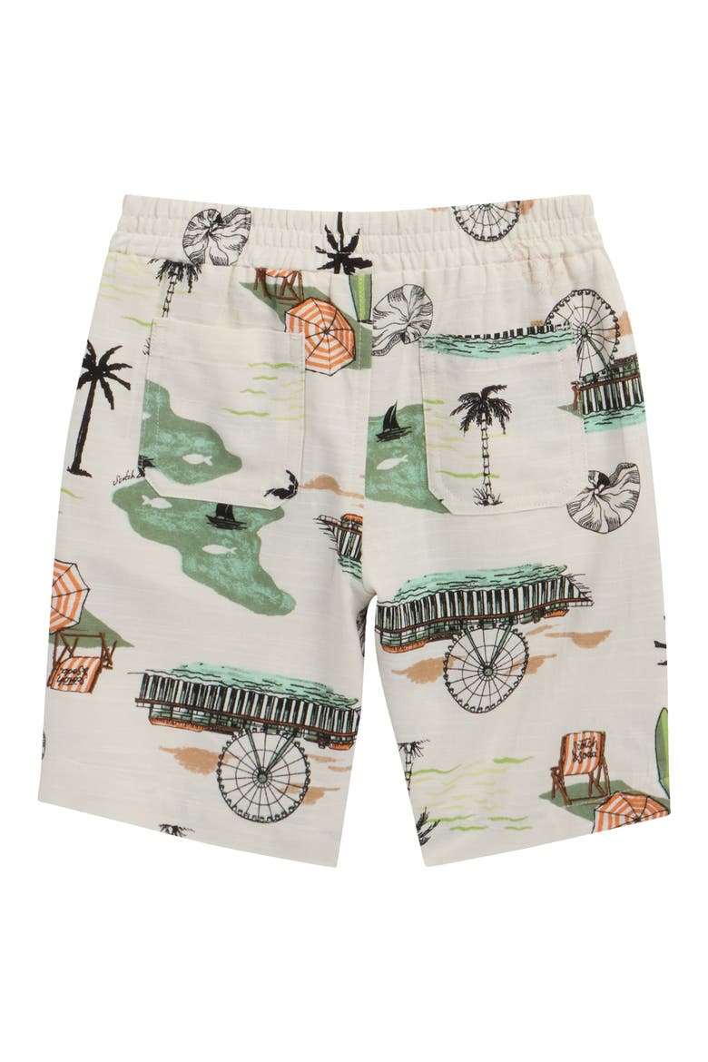 Kids' Printed Button-Up Shirt & Shorts Set, Alternate, color, EGGNOG