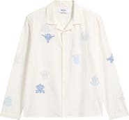 Wax London Corey Embroidered Doodle Cotton Camp Shirt