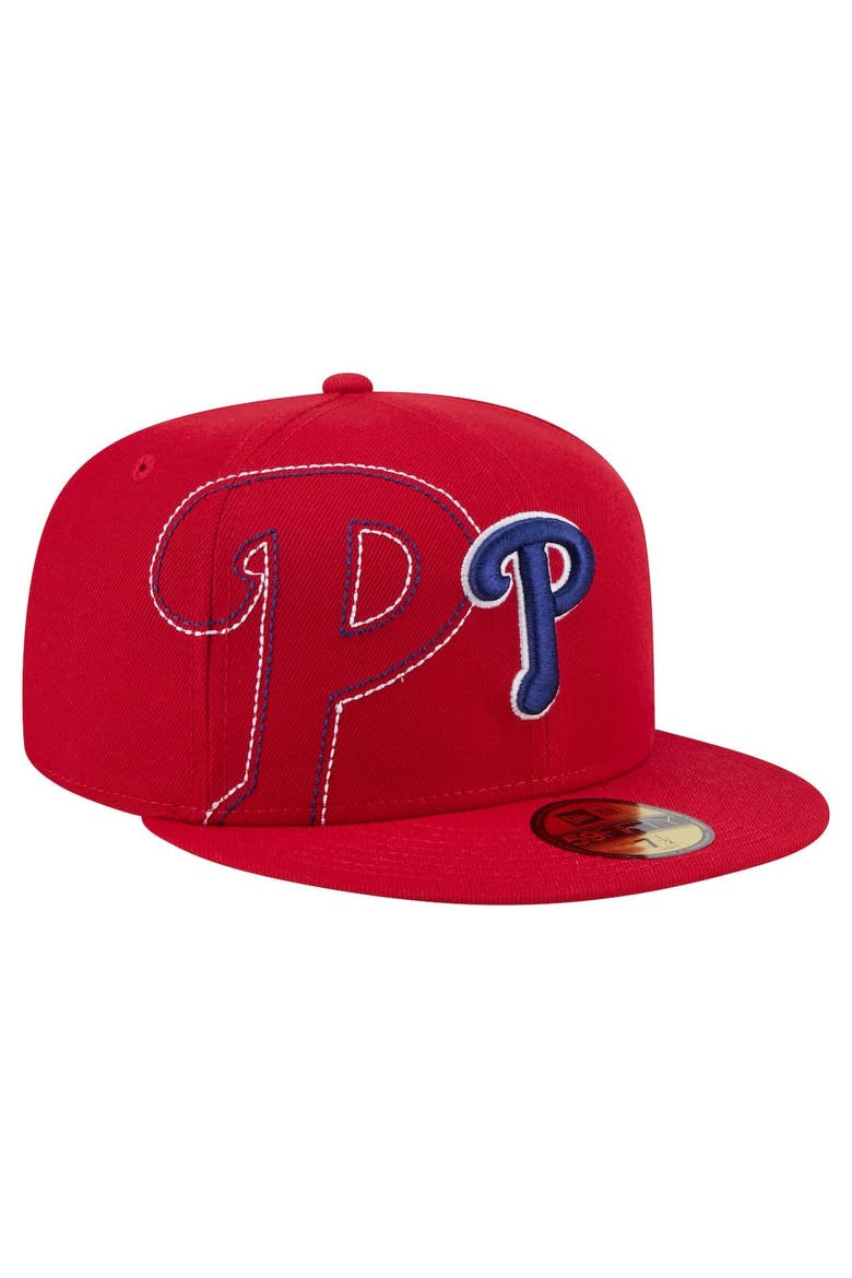 Men's New Era Red Philadelphia Phillies Yarn Stitch 59FIFTY Fitted Hat, Alternate, color, Red