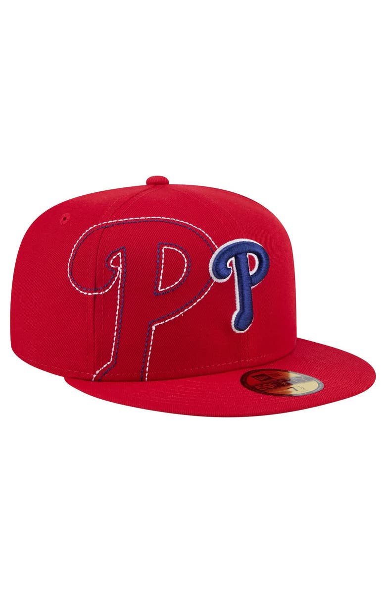 New Era Men's New Era Red Philadelphia Phillies Yarn Stitch 59FIFTY Fitted Hat, Alternate, color, Red