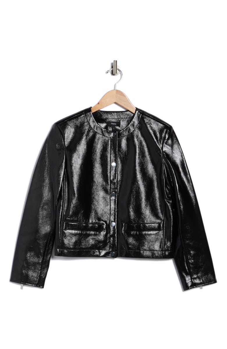 Theory Crop Faux Leather Jacket, Alternate, color, Black