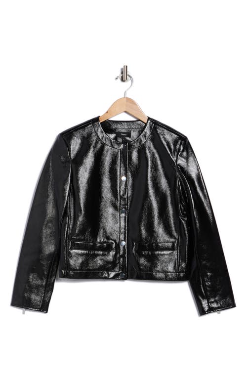 Theory Crop Faux Leather Jacket In Black