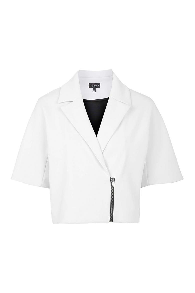 Elbow Sleeve Crop Jacket, Alternate, color, WHITE