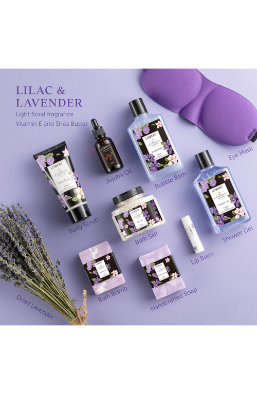 Lovery Lavender & Lilac Spa Gift Basket With Sleep Mask In Purple