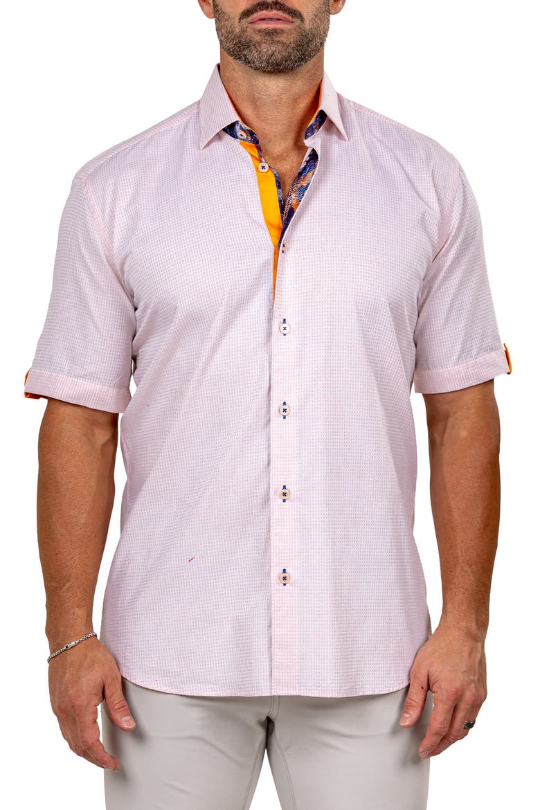 Galileo Marthy Short Sleeve Cotton Button-Up Shirt, Main, color, WHITE