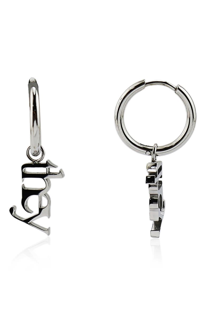 REBL Gender Inclusive They Huggie Hoop Earrings, Main, color, Silver