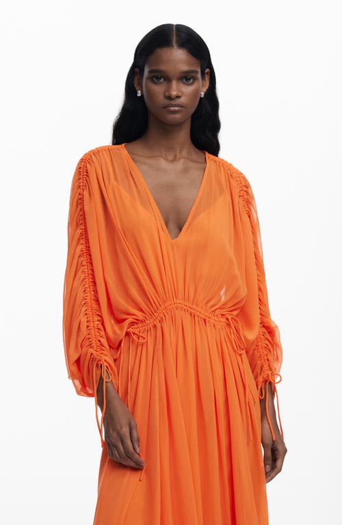 Desigual Long Sleeve Maxi Dress In Orange