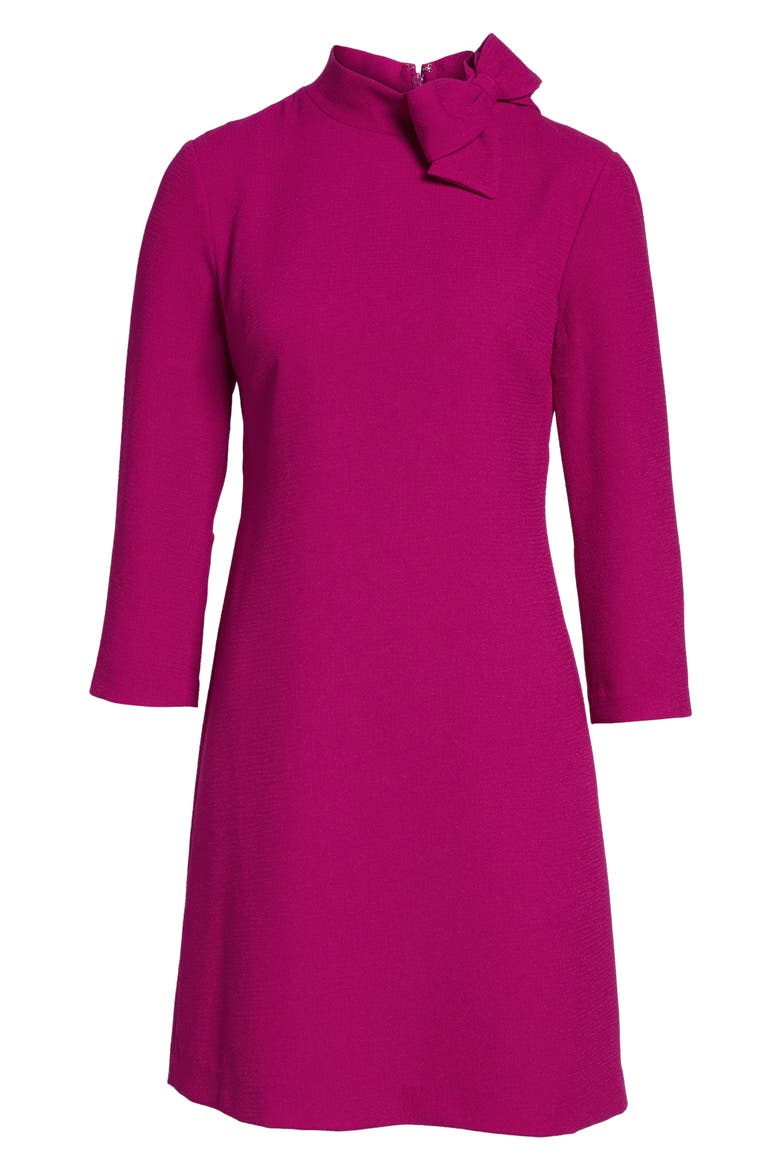 Bow Neck Crepe Shift Dress, Alternate, color, PINK