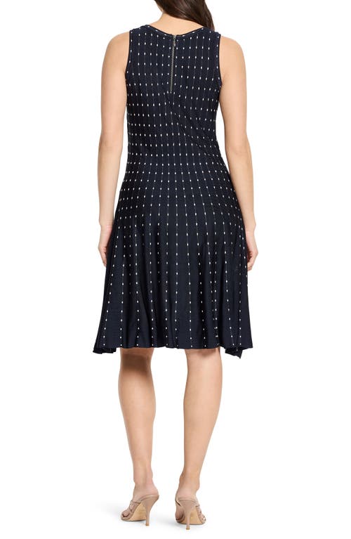 Nic + Zoe Nic+zoe Falling Dot Flared Knit Dress In Indigo Multi