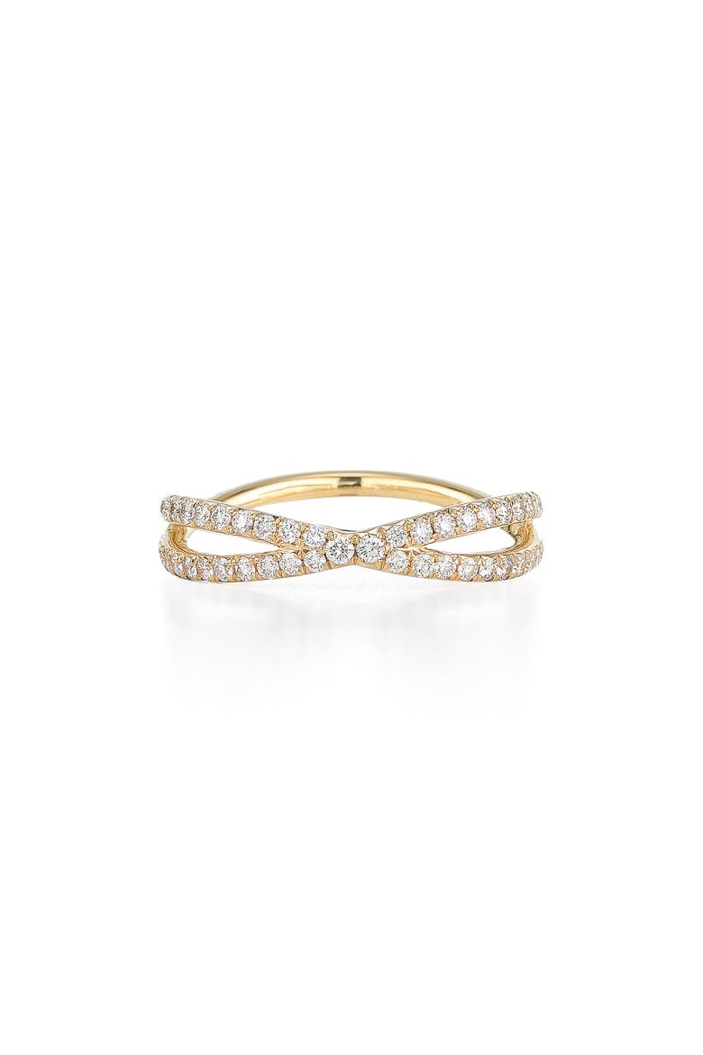 Fidelity Crossover Diamond Band Ring, Main, color, YELLOW GOLD