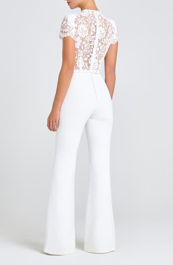Harriet Flare Leg Lace & Crepe Jumpsuit